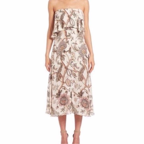 Zimmermann Strapless Floral 100%Silk Midi Dress - Picture 8 of 13